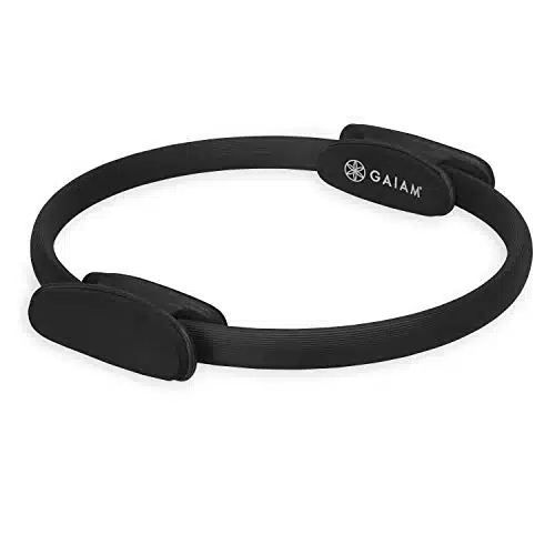 Gaiam Pilates Ring Fitness Circle   Lightweight & Durable Foam Padded Handles  Flexible Resistance Exercise Equipment for Toning Arms, ThighsLegs & Core, Black