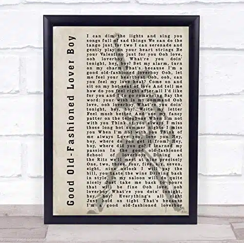Good Old Fashioned Lover Boy Silhouette Song Lyric Art Music Quote Gift Poster Print