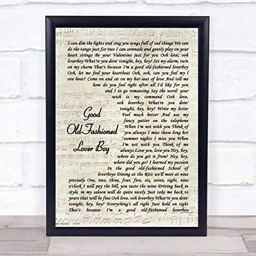 Good Old Fashioned Lover Boy Vintage Script Song Lyric Quote Music Poster Gift Present Art Print