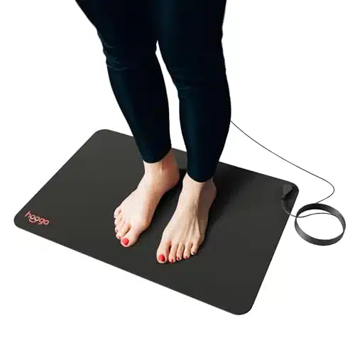 Hooga Grounding Mat for Sleep, Energy, Pain Relief, Inflammation, Balance, Wellness. Earth Connected Therapy. Indoor Grounding at Home, Office, Work. Foot Cord Included. Conductive Carbon
