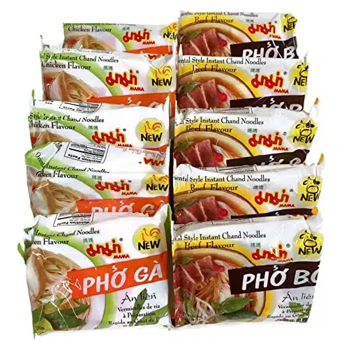 Instant Chand Noodle Soup, Oz. Packets (Set of ) (Beef (Pho Bo) + Chicken (Pho Ga))