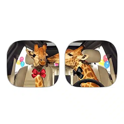 JEOCODY Car Windshield Sun Shade, Funny Kissing Giraffes Print PCS Sunshade for Car Windshield Folding,Car Front Window Sun Blocker SUV Truck Car Decorative Accessories