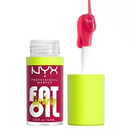 NYX PROFESSIONAL MAKEUP Fat Oil Lip Drip, Moisturizing, Shiny and Vegan Tinted Lip Gloss   Newsfeed (Rose Nude)