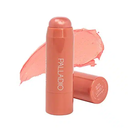 Palladio I'm Blushing in Cheek and Lip Tint, Buildable Lightweight Cream Blush, Sheer Multi Stick Hydrating formula, All day wear, Easy Application, Shimmery, Blends Perfectly onto Skin, Lovely