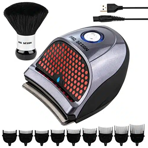 Pro Design Shortcut Hair Clippers for Self Hair Cutting and Beard Trimming for Men Water Resistant with Guide Combs and Neck Brush