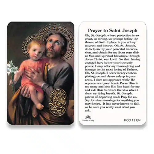 San Francis Imports Holy cards wallet size for Catholics including St Jude Our Lady of Guadalupe St Michael St Joseph St Anthony Prayer and Hail Mary, St. Peregrine (St. Joseph)