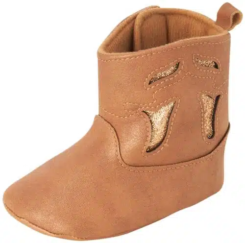 Vince Camuto Baby Girls' Boots   Soft Sole Western Cowboy Booties   Pre Walker Cowgirl Crib Shoes for Infants (Newborn ), , Cognac