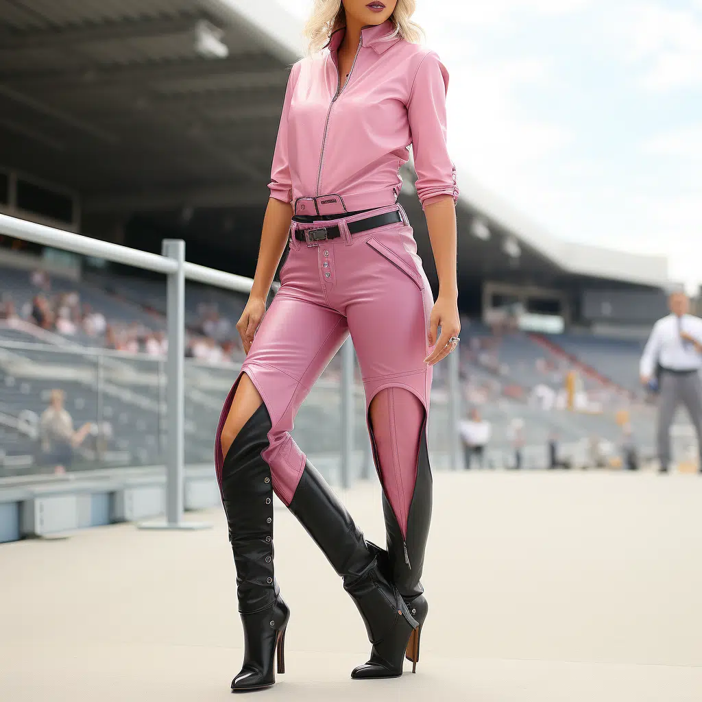 christina aguilera in pink leather chaps