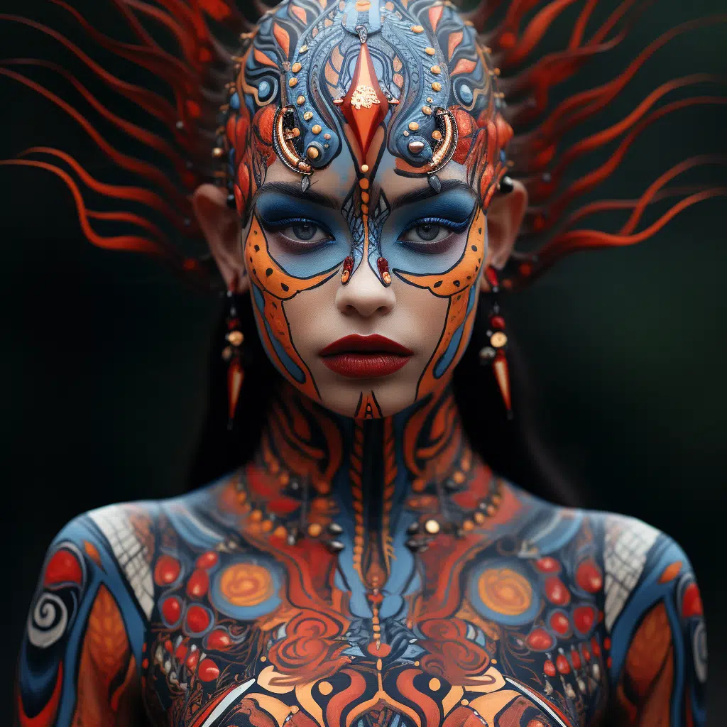 high end female models with body paint
