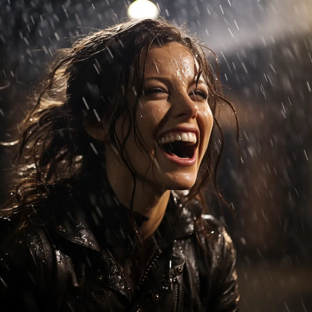 kate becknsale laughing in rain
