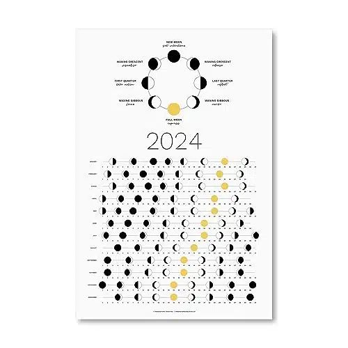oon Phase Calendar (SHIPS FLAT)   Hangable Light Lunar Wall Poster   Great as a Unique Gift, Moon Tracking, Wall DÃ©cor & Art, Astrology Decorations   A Celestial Calendar   by Thankful Greetings
