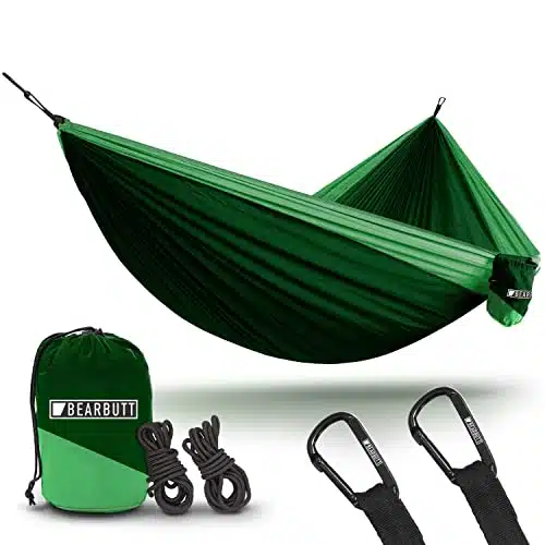 Bear Butt #Double Hammock, A Start Up Company Gear at Half The Cost of The Other Guys, Dark GreenLight Green
