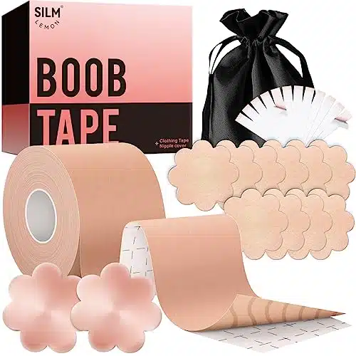 Boob Tape   Silm Lemon Boobtape for Breast Lift  Breast Tape, Invisible Breast Lift Tape for Plus Size  Waterproof Sweat Proof Body Tape (in, Beige)