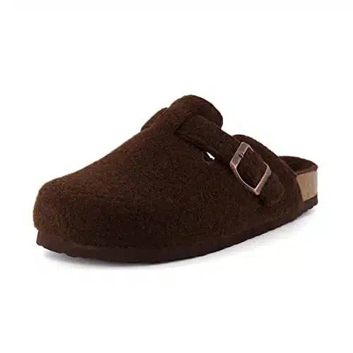 CUSHIONAIRE Women's Hana Cork Footbed Clog with +Comfort, Wide Widths Available, Brown Wool