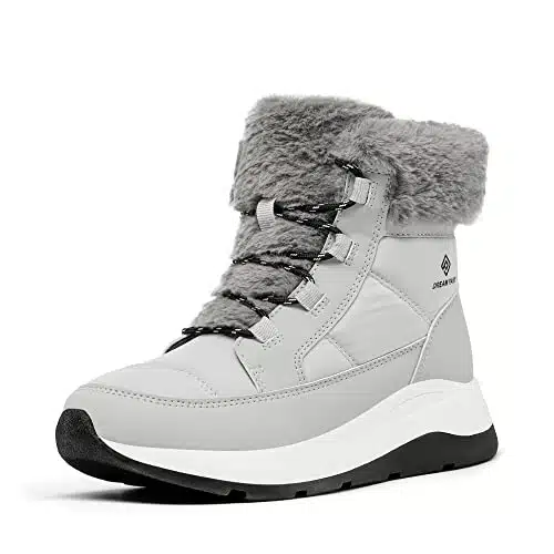 DREAM PAIRS Women's Winter Snow Boots, Faux Fur Waterproof Ankle Booties, Ladies Comfortable Short Boots Outdoor,Sdsb,Grey,