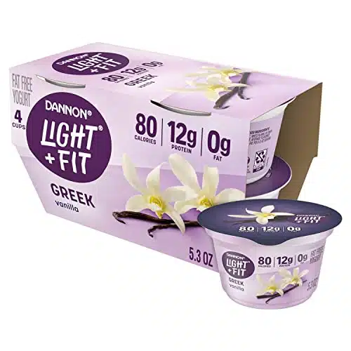 Dannon Light + Fit Greek Vanilla Fat Free Yogurt, Creamy and Delicious Gluten Free Yogurt, Ct, OZ Yogurt Cups