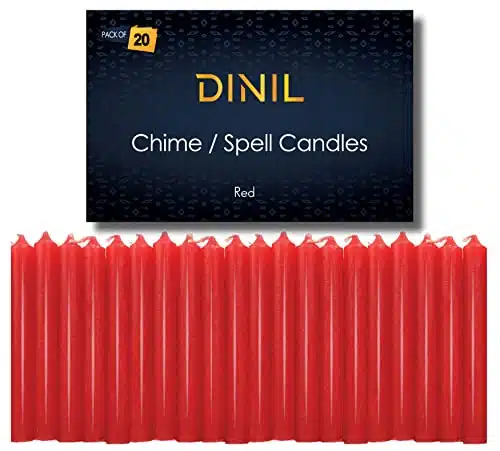 Dinil  Set of Red Spell & Chime Candles  Premium Mini Taper Candles for Rituals, Prayer, Birthdays, Meditation, Altar, Spells, Chime Candles   Inch Tall, Unscented (Red)
