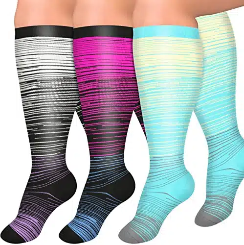Diu Life Pairs Plus Size Compression Socks for Women and Men Wide Calf Extra Knee High Support for Circulation