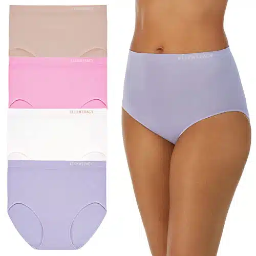 ELLEN TRACY Womens Full Brief Panties Breathable Seamless Underwear Pack Multipack (Regular & Plus Size)   Small