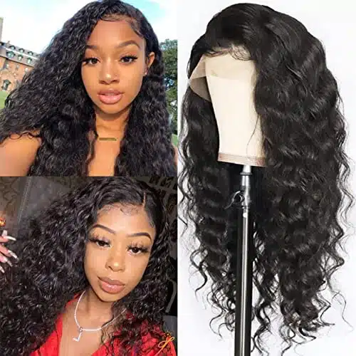FASHION PLUS Loose Wave Lace Front Wigs Human Hair Pre Plucked Density Loose Deep Wave Wig xHD Full Lace Frontal Wigs with Baby Hair Wet and Wavy Human Hair Wigs for Black Wom