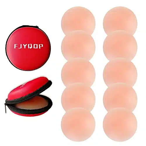 FJYQOP Silicone Nipple Covers   Pairs, Women's Reusable Adhesive Invisible Pasties Nippleless Covers Round