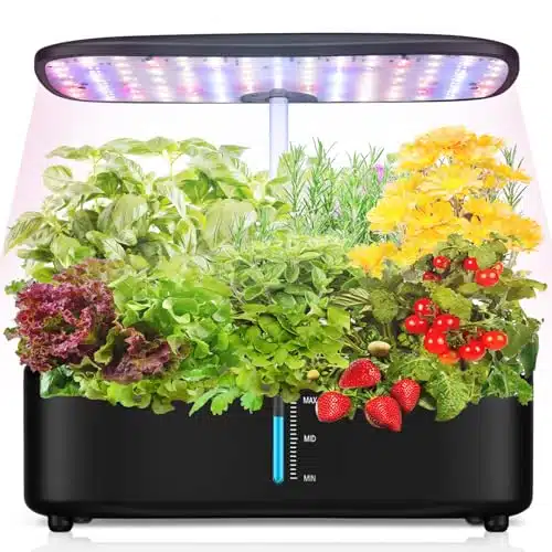Fulsren Pod Hydroponic Indoor Garden System with LED Grow Lights, Height Adjustable Planters, and Auto Timer for Herbs and Plants