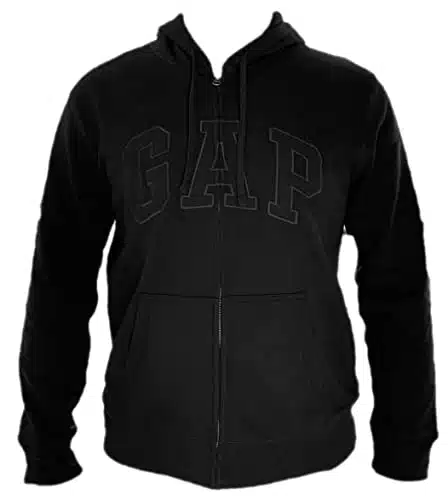 GAP Factory GAP Men's Full Zip Fleece Logo Hoodie (Large, Black  Logo)