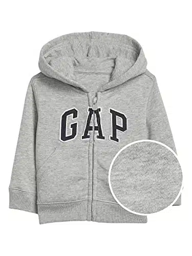 GAP baby boys Logo Zip Hoodie Sweatshirt, Light Heather Grey B, onths US