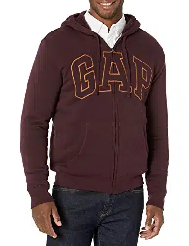 GAP mens Logo Sherpa Zip Hooded Sweatshirt, Auberge, Small US