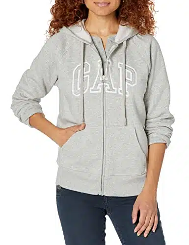 GAP womens Logo Hoodie Zip Sweatshirt, Light Heather Grey B, X Large US