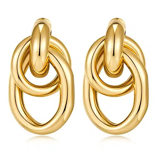 Gold Geometric Drop Dangle Earrings for Women K Long Link Dangle Earrings Jewelry Gift
