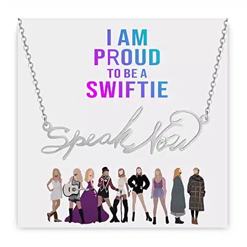 HSWYFCJY Silver Speak Now Necklace for Women,TS Outfit Jewelry Accessories for Eras Tour,TS Inspired Necklace for Music Lover,Singer Fans Gifts Album Song Title Necklace