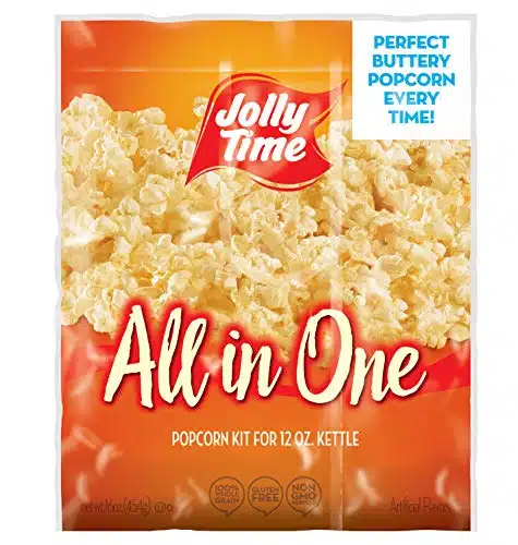 JOLLY TIME All in One Popcorn Kit, Portion Packets with Kernels, Oil and Salt for Movie Theater or Air Popper Machines (pack, oz Kettle)