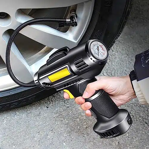 Lightning Deals Tire Inflator Portable Air Compressor Air Pump for Car Tires   Car Accessories, V DC Auto Pump with Digital Pressure Gauge, PSI with Emergency LED Light for Bicycle, Balloons