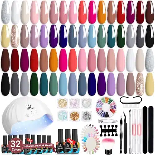MEFA Gel Nail Polish Kit with U V Light Pcs, Colors Classic Collection Nude Pink Gel Nail Polish Set with Base and MatteGlossy Top Coat Nail Art Decorations Manicure Tools DIY Salon Home Gifts