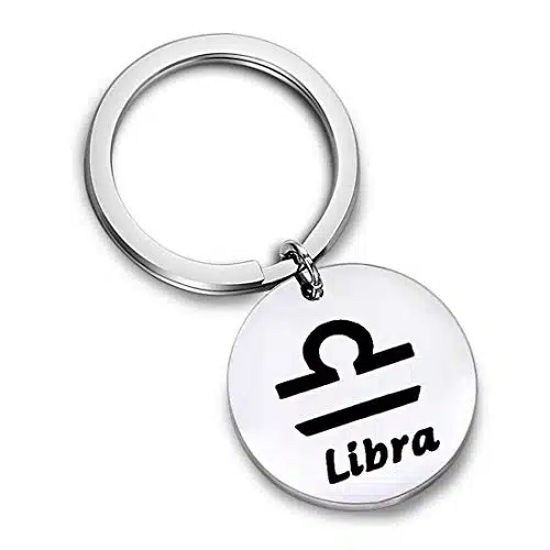 MYOSPARK Zodiac Sign Keychain Double Sided Jewelry Gift (Keychain Libra)