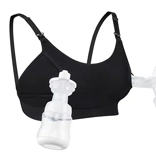 Momcozy Hands Free Pumping Bra, Adjustable Breast Pumps Holding and Nursing Bra, Suitable for Breastfeeding Pumps by Lansinoh, Philips Avent, Spectra, Evenflo and More Black