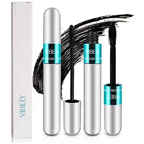 Pack in ascara x Longer Waterproof Lash Cosmetics Natural Lengthening and Thickening Effect No Clumping Superstrong Magic d Silk Fiber For Vibely Mascara Makeup (Pack)