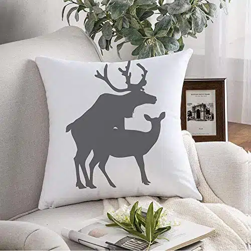 Pillow Covers Case Cozy Gray Rut Deer Sex Silhouette Mating Deers Flat Animals Wildlife Comic Copulation Couple Expression Throw Pillow Cushion Cover for Couch Sofa Home Decoration xInch