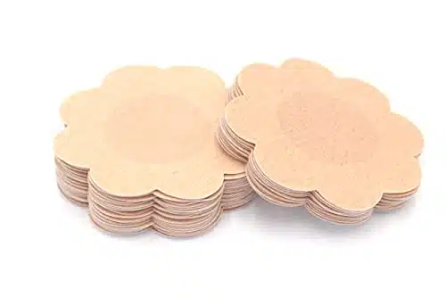 QueenVibes Pieces Breast Covers Nipple Cover Pasties, Disposable Nipple Covers, Bra Pad, Self Adhesive No Show Bra For Women (Standard cm, Beige)
