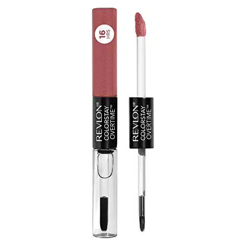 Revlon Liquid Lipstick with Clear Lip Gloss, ColorStay Face Makeup, Overtime Lipcolor, Dual Ended with Vitamin E in Nude, Bare Maximum (), Oz
