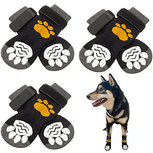 SCIROKKO Non Slip Dog Socks with Grippers to Prevent Licking Paws for Hardwood Floors   Anti Slip Shoes Pairs Booties Winter Boots Paw Protectors for Small to Large Senior Dogs Prevent Scratching