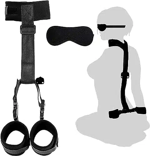 SM Bondage Restraints Toys Sex Furniture Handcuff Set for Bedroom Things Sex Accessories for Adults Couples Kinky Sex Restraints for Ankles Wrist Cuffs Bondaged Kit Adult Bed 