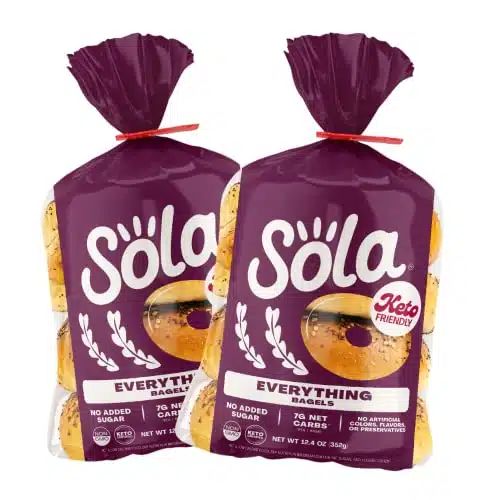 SOLA Everything Bagels, Low Carb & Keto Friendly, g of Protein Per Bagel & g Net Carbs, Non GMO, No Added Sugar, OZ, (BagelsPack) (Pack of )