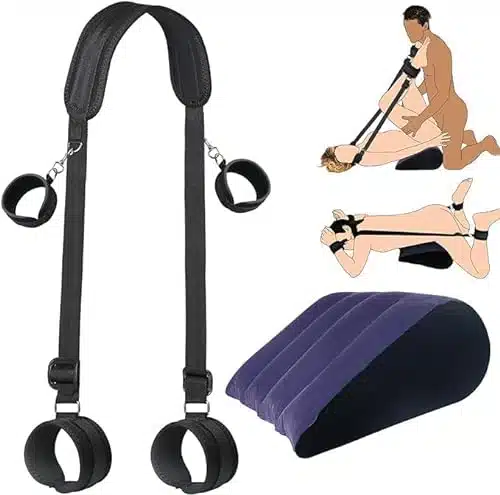 Sex Furniture Set Sex Bondage Restraints BDSM Kit with Sex Pillow,Handcuffs Ankle Cuffs with Sex Wedge Leg Sex Sling Position Ramp Inflatable Cushion, Couples Sex Toys Bed Res