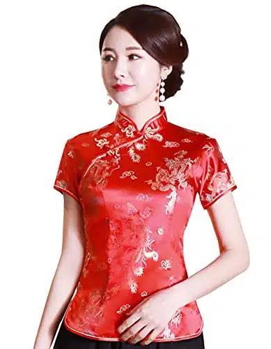 Shanghai Story Chinese Cheongsam Shirt Short Sleeve China Blouse for Women R