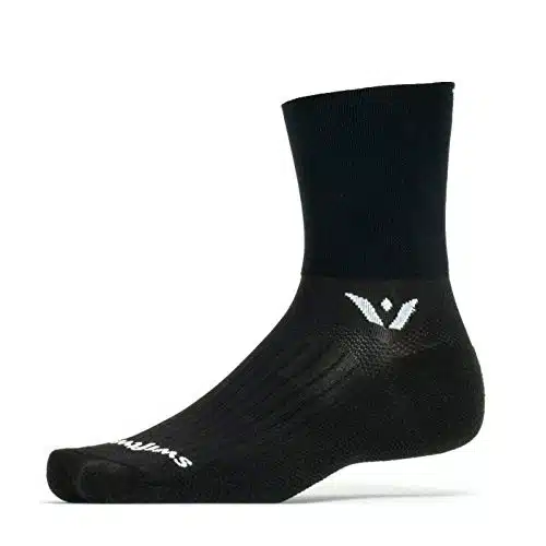 Swiftwick ASPIRE FOUR Trail Running & Cycling Socks, Compression Fit (Black, Large)