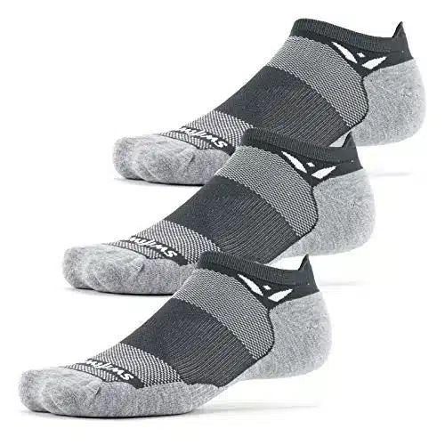 Swiftwick  MAXUS ZERO Tab (Pairs) Running & Golf Socks, Maximum Cushion (Gray, Medium)