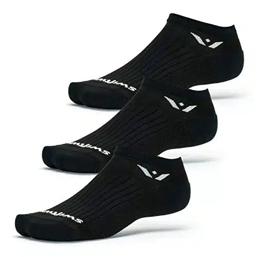 Swiftwick   PERFORMANCE ZERO (Pairs) Running Socks, Golf Socks, Durable, Cushioned No Show Socks (Black, Medium)