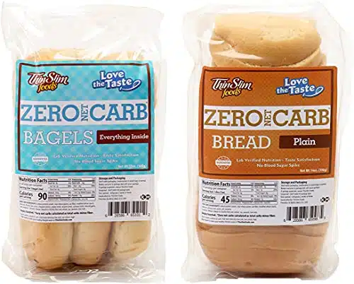 ThinSlim Foods Keto Bagel and Keto Bread Bundle  Everything Inside Bagels pack + Plain Bread pack (Packs Total)